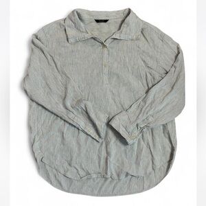 Massimo Dutti Light Tan Striped Silk Blend Shirt